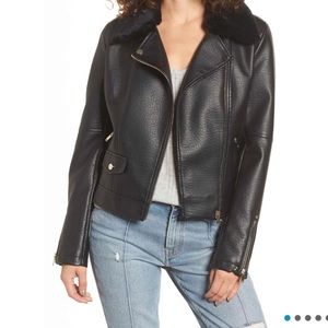 Vegan leather jacket with faux Shearling